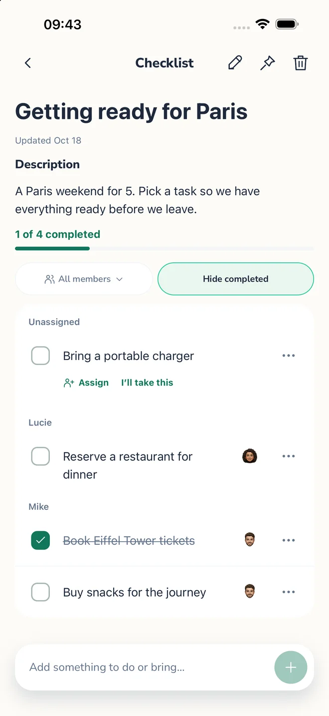 Shared checklists