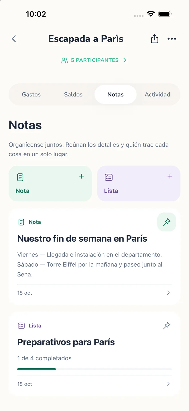 Notas compartidas