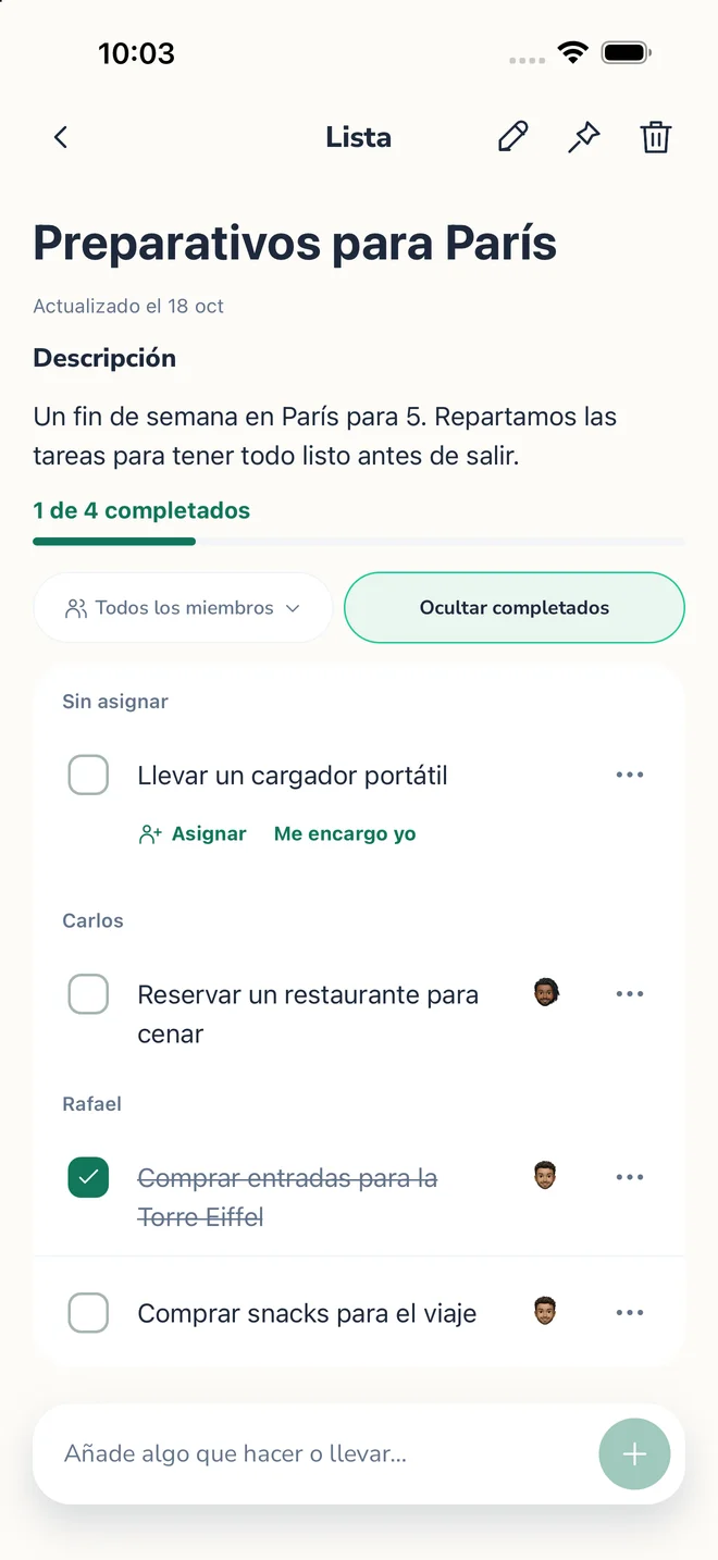 Listas de tareas compartidas