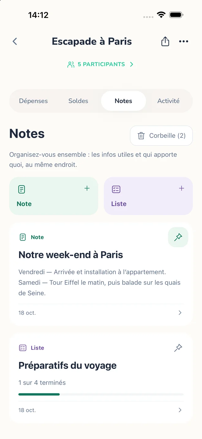 Notes partagées