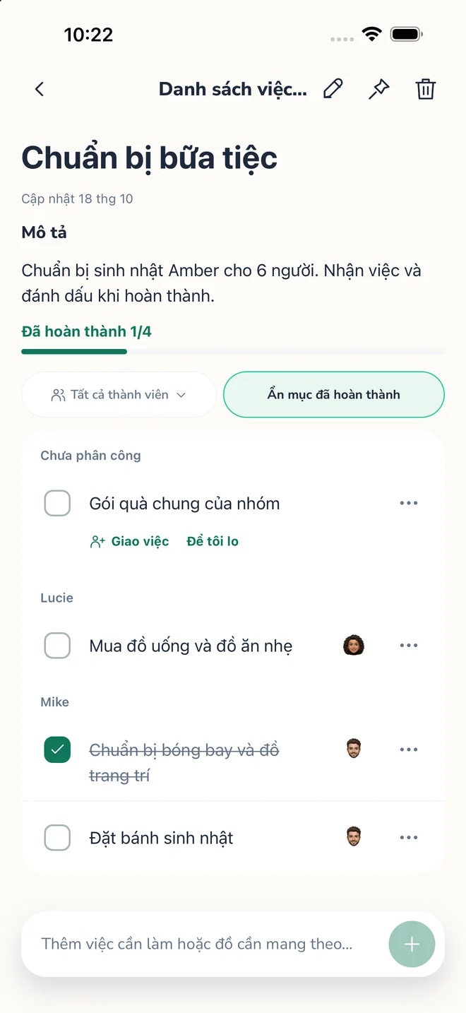 Danh sách việc cần làm chung